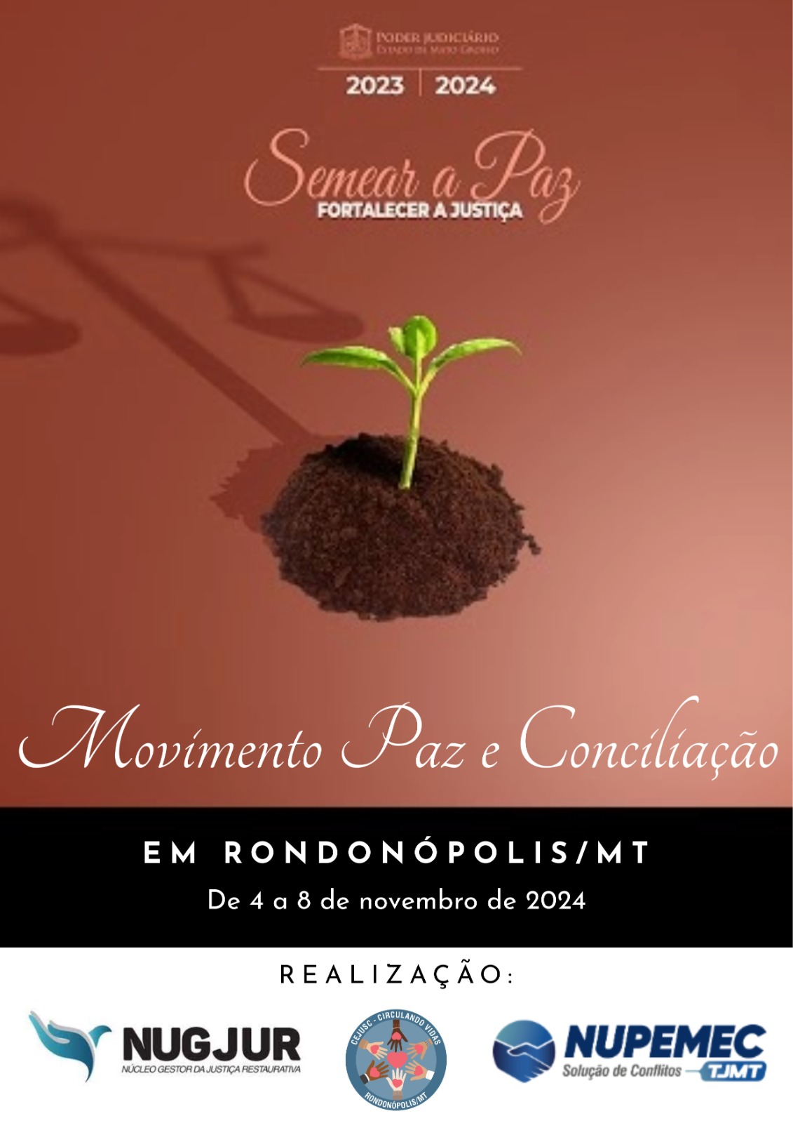 Evento “Movimento Paz e Conciliação em Rondonópolis” será realizado de 4 a 8 de novembro