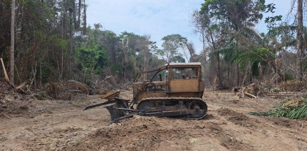 Sema apreende trator e madeira durante ação da Operação Amazônia em Alta Floresta