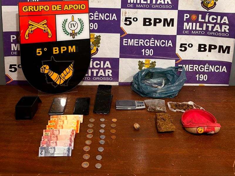 PM prende suspeito com balança e porções de droga no Jardim Rondônia em Rondonópolis nesta quarta 19/11.