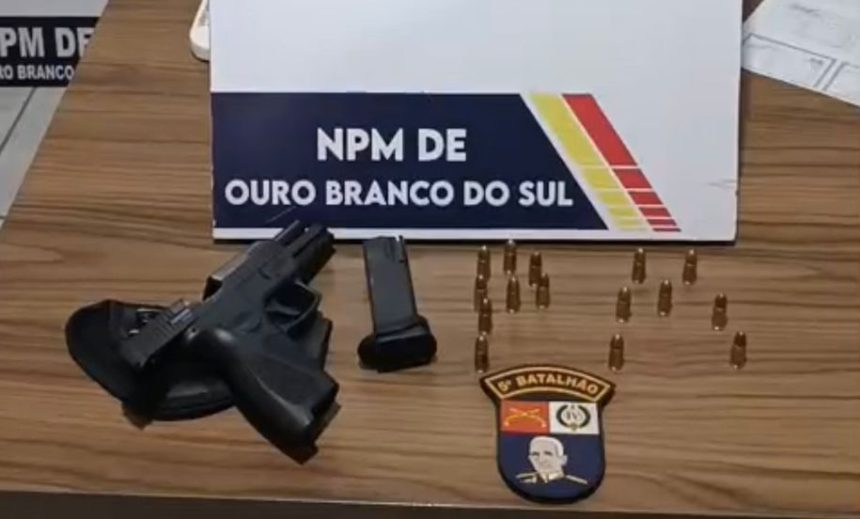 Posse ilegal de arma em Ouro Branco do Sul: homem é preso com pistola Taurus G3 9mm