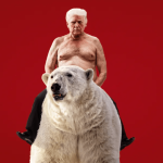 com-trump-sem-camisa-sobre-um-urso, the-economist fala-em-“ameaca-existencial”