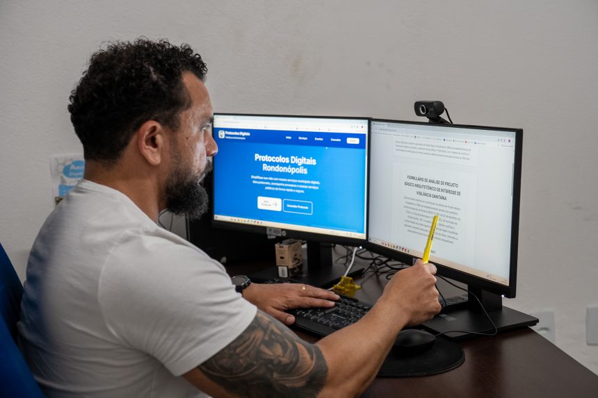 Tela do sistema de protocolo digital da Prefeitura de Rondonópolis para serviços da Vigilância Sanitária.