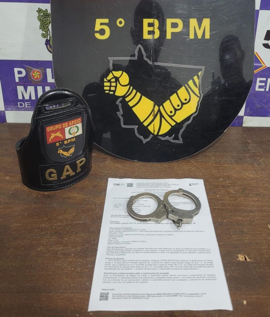 A equipe do GAP realizou a prisão por mandado de um homem no Jardim Primavera, em Rondonópolis, durante a Operação Tolerância Zero.