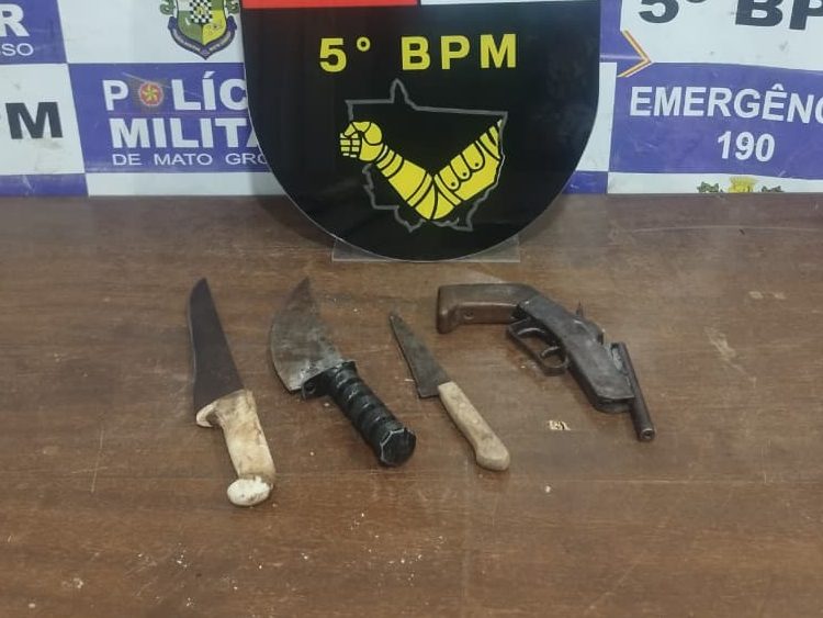 Caso grave de violência doméstica em Rondonópolis envolve ameaça de morte a crianças e apreensão de arma artesanal na zona rural.