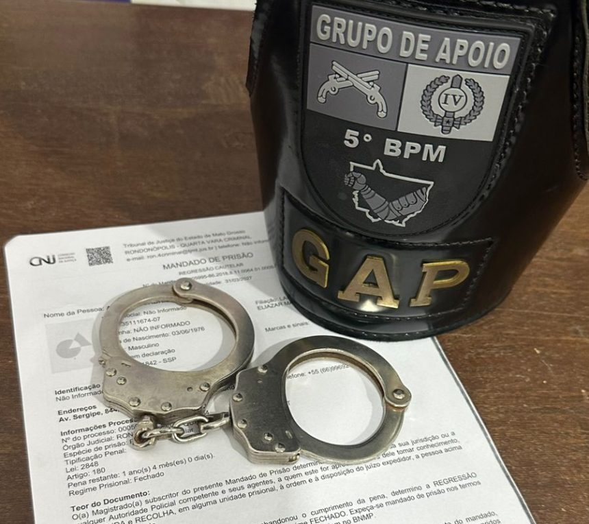 Polícia Militar cumpre mandado de prisão no Jardim Santa Clara em Rondonópolis durante operação contra facções criminosas.