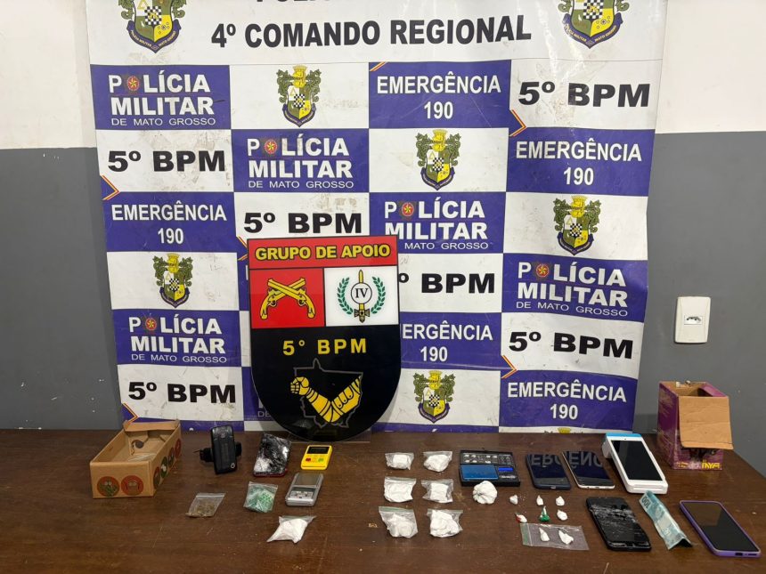 PM prende dupla por tráfico ilícito de drogas e captura foragido no Jardim Nova Era durante operação em Rondonópolis.