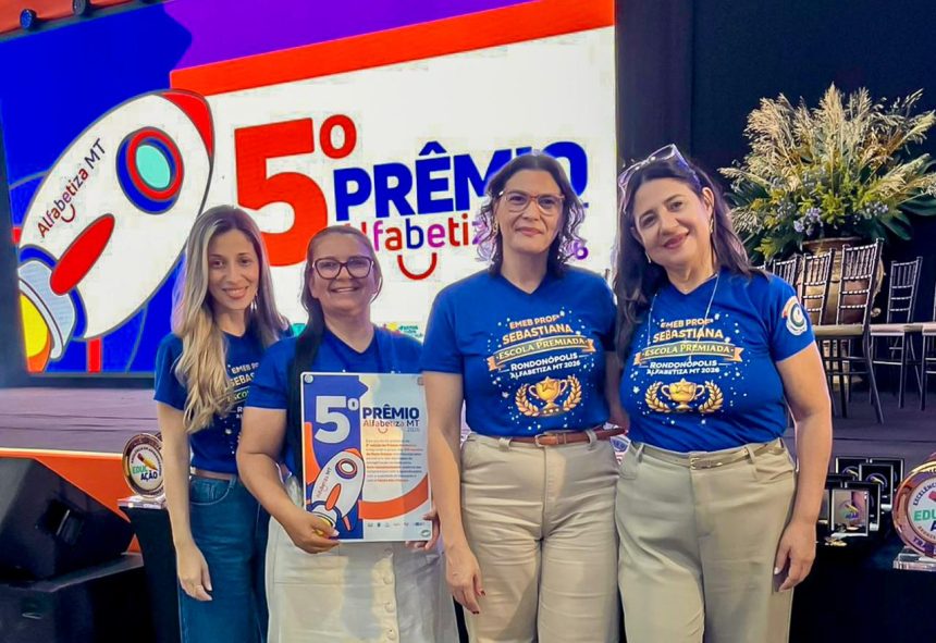 Escola Sebastiana Rodrigues de Souza conquista o 5º Prêmio Alfabetiza MT e figura entre as 100 melhores unidades de ensino do estado.