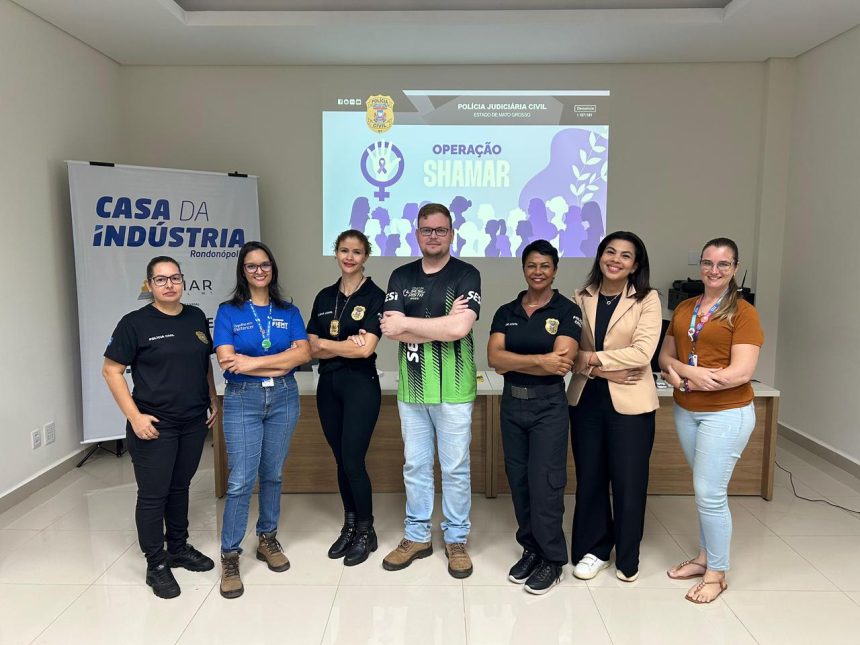 Polícia Civil realiza palestra sobre violência doméstica no Sesi de Rondonópolis para orientar sobre prevenção e Lei Maria da Penha.