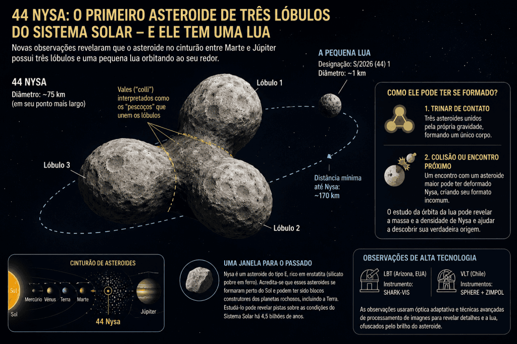 Asteroide com três lóbulos é descoberto no Sistema Solar